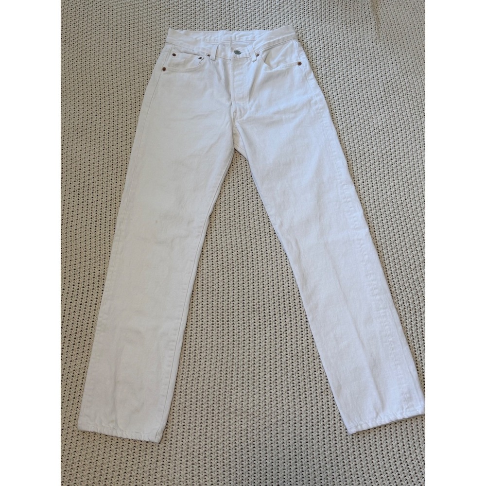 Vintage 1984 Levis 501 White Denim Straight Leg Jeans 501-0651 High Rise 27x31